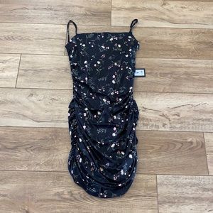 Fitted black flower dress